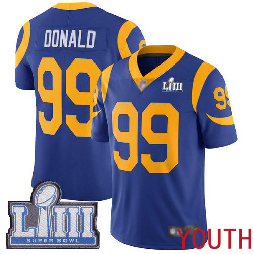 Los Angeles Rams Limited Royal Blue Youth Aaron Donald Alternate Jersey NFL Football 99 Super Bowl LIII Bound Vapor Untouchable